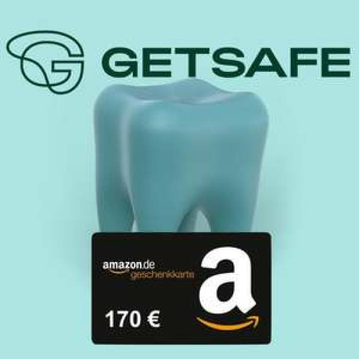 170€ Amazon Gutschein via FwF zur getsafe Zahnzusatzversicherung (z.B. 80€ Erstattung für PZR p.a., ab mtl. 9,31€, mit „Gewinn")