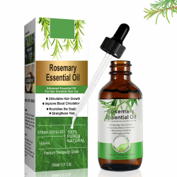 Rosmarinöl Haare, Ätherisches Rosmarinöl für Haarwachstum und Hautpflege, Naturreines Rosmarin Öl Stimuliert das Haar Dickeres Volleres, Nährt die Kopfhaut, Augenbrauen und Wimpern 60ML