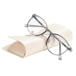 FONHCOO Blaulichtfilter Brille Damen TR90 Blaulichtbrille ohne Sehstärke, Superleichte Anti-Müdigkeit Computerbrille Gaming Schutzbrille (Durchsichtig Grau) Hellgrau