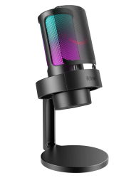 FIFINE USB Mikrofon PC, Gaming Mikrofon für Streaming Podcast Studio, Microphone USBC für PS4 PS5 MAC mit RGB-Steuerung, Stummschalter, Kopfhöreranschluss, Popfilter Schwarz