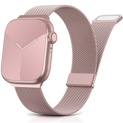 Yoohoo Armbänder Kompatibel mit Apple Watch Armband 40mm 41mm 42mm 49mm 45mm 44mm 38mm für Damen/Herren Prämie Edelstahl Metall Ersatz Armband für Apple Watch Ultra Ultra2 SE Series 9 8 7 6 5 4 3 2 1 Rosa 38/40/41mm