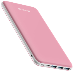 Charmast 26800mAh Powerbank USB C Externer Akku dünne Power Bank Handy Tragbares Ladegerät mit 3 Eingängen 4 Ausgängen kompatibel mit iPhone,Samsung,Huawei,Nintendo Switch,Smartphone,Tablet(Rosa)
