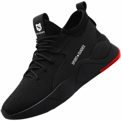 SUADEX Sicherheitsschuhe Herren Arbeitsschuhe Herren Leicht Atmungsaktiv Stahlkappenschuhe Unisex Sneaker mit Stahlkappe 38 EU A Schwarz