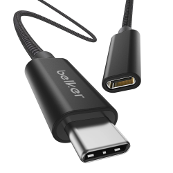 USB C Verlängerungskabel (3m/2Pack) Belker USB3.2 (5Gbit/s) Typ C Stecker-Buchse Verlängerung 5A Laden und Synchronisieren für Mac Book Air 2022 M2 Galaxy S23/S22/S21/S20 TabS8 Note 20 Pixel 7 Schwarz
