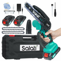 Mini Kettensäge mit Akku 6 Zoll, Salati Akku Kettensäge Elektro Kettensäge mit 2 Kette und 2 Batterien, Handkettensäge Akku mit Sicherheitsschloss, Für Gartenarbeit Baumbeschneidung Holzschneiden… 6-zoll B2