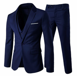 Anzug Herren Slim Fit 3 Teilig Anzüge Herrenanzug Sakko für Hochzeit Business 3XL Marineblau