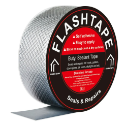 fowong Wasserdichtes Klebeband, 5cm(B) x5M(L) Butyl Klebeband Reparatur-klebeband Panzertape Alufolie Dickes Dichtband Alu Folie zum Abdichten und Befestigen im Loch Rohr Dach Wohnmobil 5cm(B) x1.5mm(D) X5m(L)