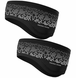 The Friendly Swede Stirnband - Kopfband, Headband für optimalen Ohrenschutz beim Jogging, Laufen, Wandern, Fahrrad- und Motorrad Fahren - Stirnbänder für Damen und Herren das Ganze Jahr - 2er Set Gebogen - Reflektierend