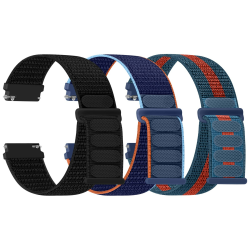 TumpCez Nylon Uhrenarmbänder,16mm 18mm 20mm 22mm Schnellverschluss Armband Fabric Aatmungsaktive Gewebte Verstellbare Ersatzband Sport Ersatzarmband für Herren Damen(3 Stück) Dunkelschwarz+Dunkelmarineblau+Blau Rot 20mm