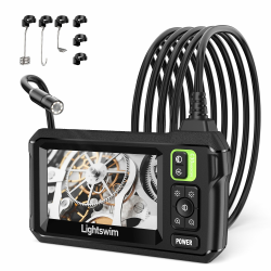 Lightswim Industrielle Endoskop-Inspektionskamera, 4,3-Zoll-IPS-Endoskop, Kanalisationskamera, Handheld IP67 wasserdichte Schlangenkamera mit 8 LED-Leuchten, 5 m langes halbstarres Kabel