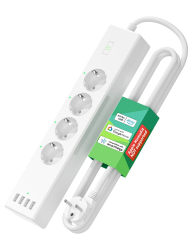 Meross smart Steckdosenleiste WLAN Mehrfachsteckdose wandmontage WiFi 4 AC-AusgĂ€nge mit Ăberspannungsschutz und 4 USB-AnschlĂŒsse, kompatibel mit Alexa, Google Assistant, 2,4Ghz zur BĂŒro, Wohnung Smart Steckdoseleiste 4AC