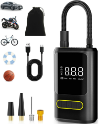Elektrische Luftpumpe, 150PSI Kabellose Fahrradpumpe Elektrisch Schnelles Aufpumpen, Portable Electric Air Compressor 4000mAh Wiederaufladbare Fahrrad Kompressor fĂŒr Auto, Motorrad, Fahrrad, BĂ€lle