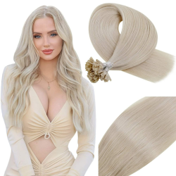 Extension Echthaar Keratin Bondings 40cm U Tip Haar Extensions Echthaar Bonding Platino Blonde #60 Keratin Bondings Haarverlangerung Echthaar 50g/50s 7.1 u tip#60 16 zoll/40cm