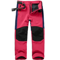 yeyity Kinder Softshellhose Skihose Gefüttert Cargohose Wasserdicht Thermohose Jungen Mädchen Schneehose Winter Outdoorhose Wanderhose 116-122 Rot