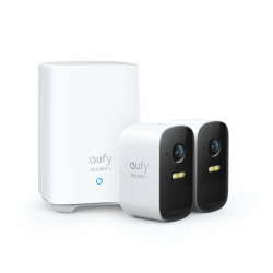 eufy Security eufyCam 2C, überwachungskamera aussen,180 Tage Akku, HD 1080p, IP67 wetterfest, Nachtsicht, Kompatibel mit HomeKit und Solar Panel, set 2+1, Lokale Speicherung. Doppel-Kamera-Set