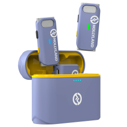 Hollyland Lark M1 Wireless Lavalier Mikrofon aktive Geräuschunterdrückung 200m Reichweite, 8H Akkulaufzeit, Ultra-Mini tragbares, kabellos Ansteckmikrofon für DSLR Kamera iPhone Android PC (Lila) Duo Lila