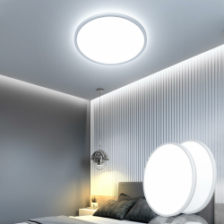 OTREN 2 Stücke LED Deckenleuchte Flach, Rund Badlampe Deckenlampen 24W, 2400LM Modern Panel Lampe für Badezimmer Wohnzimmer Schlafzimmer Badezimmer, 6500K Kaltesweiß, IP44, Ø23CM 2 Pcs 6500k
