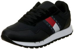 Tommy Jeans Herren Retro Leather TJM ESS Sneaker, Schwarz, 45 EU
