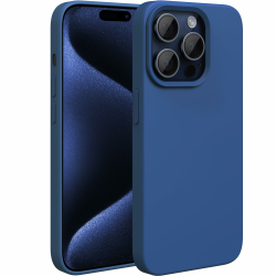 dasfork Flüssig Silikon Hülle für iPhone 15 Pro Stoßfest Handyhülle, 3-Schicht-Struktur FallSchutz Silikon Case mit Kratzfestes Weiches Mikrofaser Futter –Blau
