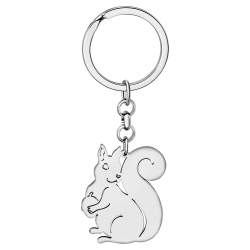 LONYOO Niedliches Eichhörnchen Schlüsselanhänger Edelstahl Eichhörnchen Geschenke für Frauen Mädchen Autoschlüssel Rucksack Charms Versilbert #2