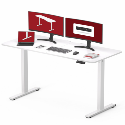 SANODESK QS1 140 x 60 cm Höhenverstellbarer Schreibtisch Elektrisch 2-Fach-Teleskop mit Memory-Steuerung,Schnelle Montage (Weiß) 140 X 60 cm Weiß