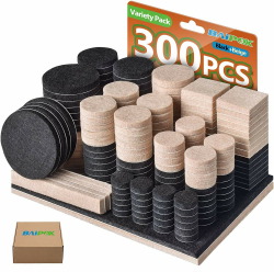 Filzgleiter Selbstklebend Set 300 Stück - Zwei Farben (Schwarz 130 + Beige 110) Möbelgleiter Filz Pads - Filz für Stühle Bodengleiter- Stuhl Filzgleiter Effektiver Schutz Ihrer Möbel & Holzfußböden Beige+schwarz