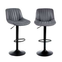 Youhauchair Barhocker 2er Set, Drehbare Barhocker mit Lehne, Barhocker Höhenverstellbar aus PU-Leder, Moderner Barstuhl Küchenhocker Bar Hocker Bar Stool, Dunkelgrau