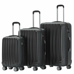 BEIBYE TSA-Schloß 2080 Zwillingsrollen 3 TLG. Reisekofferset Koffer Kofferset Trolley Trolleys Hartschale (Schwarz)