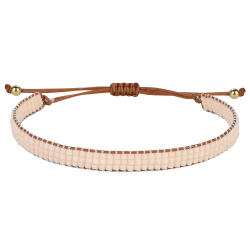 KELITCH Damen Armband Dünnes Band Armreif Perlen Miyuki Armband Stapelbares Armband Modeschmuck Set für Damen Beige 11F