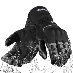 Winter Motorradhandschuhe für Männer Frauen, Winddichte Wasserdichte Motorrad Handschuhe, Warme Lange Stulpen Biker Handschuhe mit Hartem Knöchelschutz Touchscreen Handschuhe für BMX ATV MTB Fahren XL Schwarz