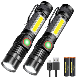 Taschenlampe LED Magnet USB Aufladbar Zoombar (Mit 18650 Akku) Karrong COB Arbeitsleuchte Super Hell, Outdoor Wasserdicht Taschenlampen, 4 Modi für Kinder Outdoor Camping Notfall
