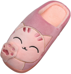 Saguaro Winter Pantoffeln Plüsch Wärme Weiche Hausschuhe Kuschelige Home rutschfeste Slippers mit Cartoon für Herren Damen 39/40 EU Katze Rot