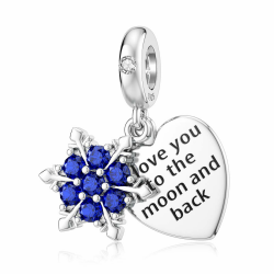 DALARAN Sterling Silber Blau Charms Weihnachten Schneeflocke Bead Anhänger Fit Charms Armband Halskette"MEHRWEG" "I Love U" Charm