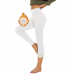 Thermo Leggings Gefütterte Damen Winter mit Teddy Fleece High Waist - Dicke Thermohose Stretch mit Plüsch Flauschige Warm für Outdoor Hause S A-weiß