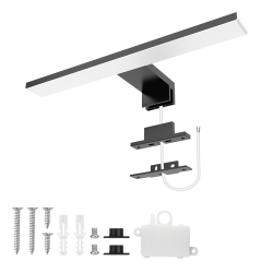 Aourow LED Spiegelleuchte Bad 5W,300mm 500lm Spiegellampe Badezimmer,Kaltes Weiß 6500K IP44 Wasserdicht Badlampe Spiegel 230V Spiegelschrank Beleuchtung KLASSE II(Schwarz) 30cm-Schwarz Kaltweiß