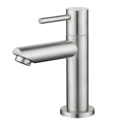 CECIPA Chrom Kaltwasserarmatur mit Anschlussschlauch, Waschbeckenarmatur mit Auslauf Höhe 93.4 mm fĂŒr GĂ€ste WC, Badezimmer Kaltwasserhahn GebĂŒrstet