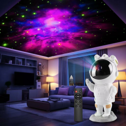 LED Astronaut Sternenhimmel Projektor,Spaceman Galaxy Star Projektor Nachtlicht,Planetarium Projektor mit Timer, Fernbedienung,Schlafzimmer Deckenprojektion Lampe,Geschenk für Kinder und Erwachsene Weiß