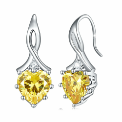 LOVANS Herz Ohrringe für Damen Birthstone Dangle Ohrringe 925 Sterling Silber 12 Geburtsstein Zirkonia Ohrringe für Frauen Geburtstags Schmuck Geschenk für Sie für Mama 11-Gelbtopas-Nov