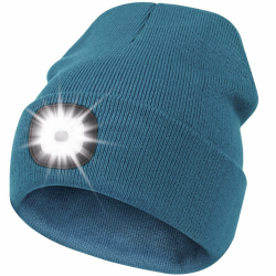 Deilin LED Mütze mit Licht,Outdoor Hüte für Herren Damen,Beleuchtete Mütze Aufladbar USB Stirnlampe,Winter Herren Mütze Warme Witzige Geburtstagsgeschenk Mann Camping Gadgets für Angler Laufen Wandern Einheitsgröße MistBlau