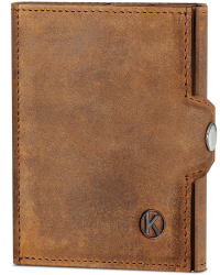 KORUTA® Slim Wallet mit Münzfach & RFID Schutz - Kartenetui - Mini Geldbörse für Herren & Damen - Kreditkartenetui Geldbeutel klein Portmonee Portemonnaie (Braun) Braun Vintage MIT MINI MÜNZFACH