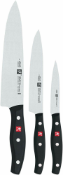 ZWILLING Twin Pollux Messer-Set, 3-teilig (Spick-/Garniermesser 10 cm, Fleischmesser 16 cm, Kochmesser 20 cm), Rostfreier Spezialstahl/Kunststoff-Griff im Nietendesign, Schwarz 3-teilig Messer-Set, 3-teilig Single