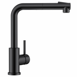 Wasserhahn Küche schwarz, Küchenarmatur ausziehbar Hockdruck APPASO, Mischbatterie küche mit 2 Strahlarten, Armatur Küche 360° Drehbar, Einhebel Spültischarmatur mit Brause Edelstahl | Mattschwarz Schlauchbrause Schwarz Matt