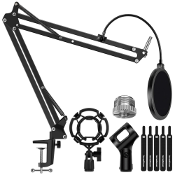 InnoGear Mikrofonständer Mikrofonarm Boom Arm mit Shock Mount Mikrofonhalter Pop-Filter 3/8" auf 5/8" Schraubadapter Fünf Kabelbinder, für HyperX QuadCast, Blue Yeti (Groß)