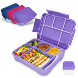 IJIAMY Brotdose Kinder mit Fächern, Bento Box Kinder, Auslaufsicher Lunchbox Kinder, Brotbox für Mädchen & Jungen, Snackbox, Perfekt für Schule, Kindergarten & Ausflüge Lila