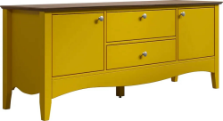 Inter-Furn TV-Board Iissabon Sideboards Gr. B/H/T: 140 cm x 58 cm x 42 cm, 1, 2, gelb (kiefer massiv, mdf, lackiert, kiefer kaffeebraun lackiert) (25461864-0)