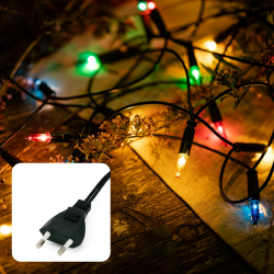 hellum Lichterkette innen strombetrieben, mini Lichterkette 35er Birnen bunte Lichter, beleuchtete 5,10m, Kabel grün Lichterkette 35 lichter mit Stecker für Weihnachten 833577 Bunt / Schaft Grün 35 Lichter / beleuchtet 510cm
