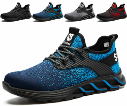 SUADEX Arbeitsschuhe Herren Damen Sicherheitsschuhe Stahlkappenschuhe Sportlich Atmungsaktiv Arbeitsschutzschuhe Schutzschuhe mit Stahlkappen 45 EU Blau