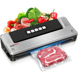 Bonsenkitchen Vakuumiergerät, Vakuumierer Folienschweißgerät für Sous Vide Kochen und Lebensmittel Bleiben bis zu 8x Länger Frisch, Trocken und Feucht Modi, Vakuumbeutel Inklusive, VS2100 (Sliber) B-silber