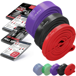 Fitnessband Pull Up Resistance Band, Klimmzughilfe + Trainings-eBook - DAS Klimmzug Widerstandsband | Home Gym Equipment: Sportband Pullup Dip Bar Klimmzugband, Calisthenics Bodybuilding Trainingsband Set 3er