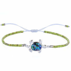 KELITCH Armband für Frauen Miyuki Perlen Abalone Wickeltuch Armbänder Freundschaft Armband Neue Schildkröte Einstellbare Armbänder Cyan